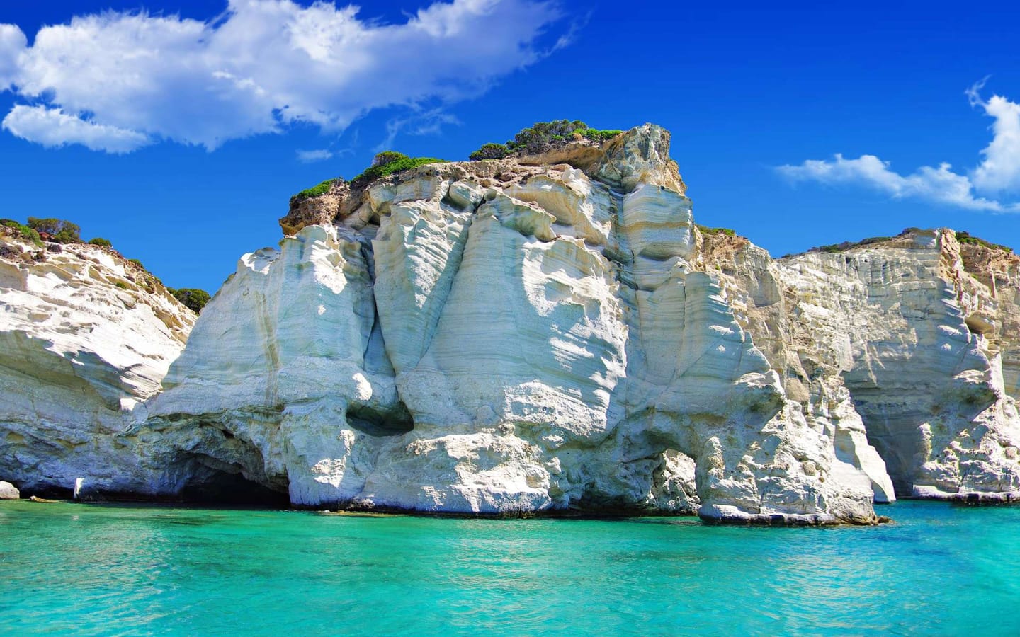 The volcanic coast of Milos in the Cyclades