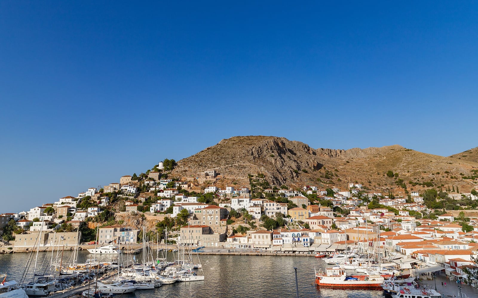 Hydra harbour in the Saronic Gulf