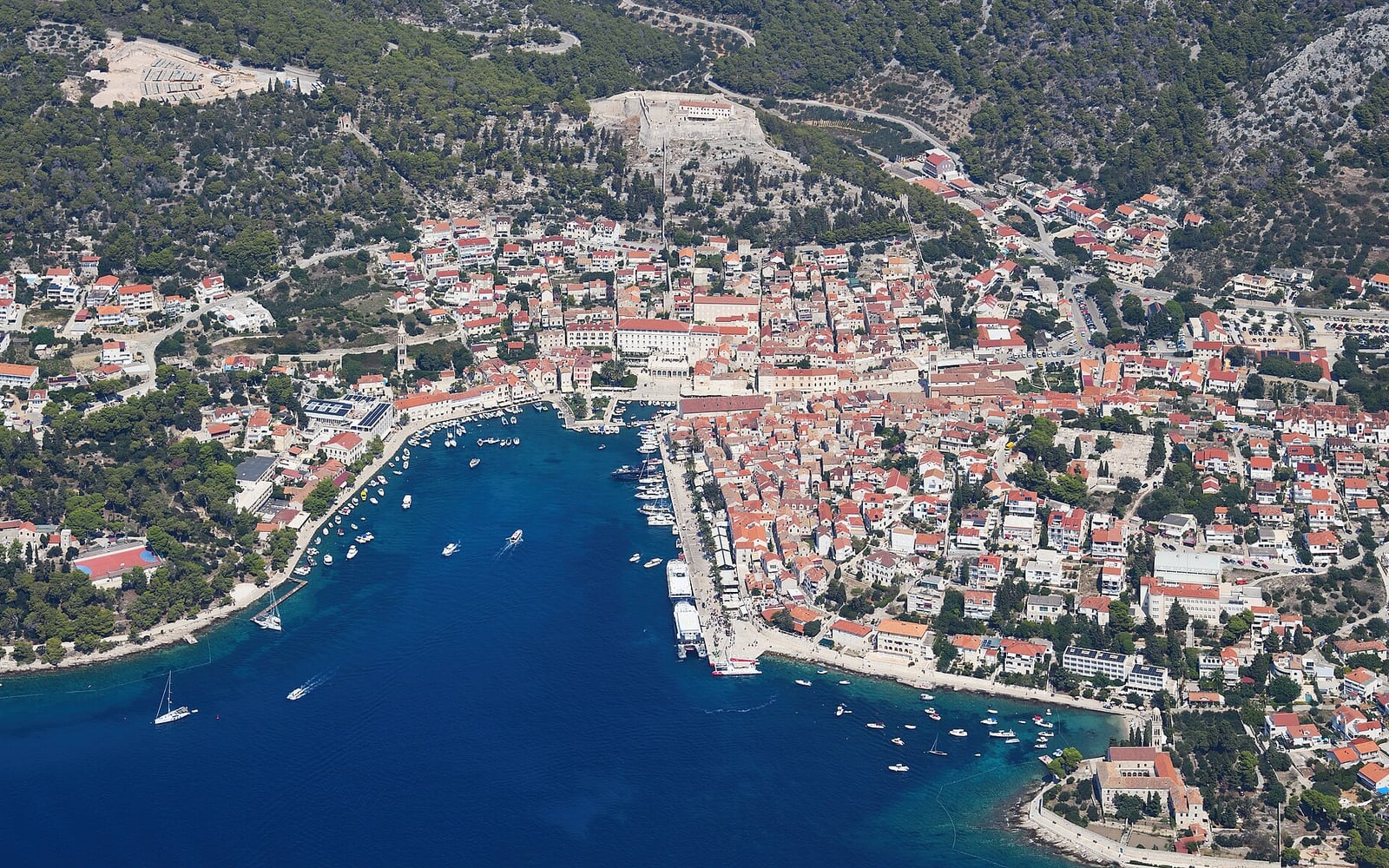 The harbour and old town in Hvar, Croatia