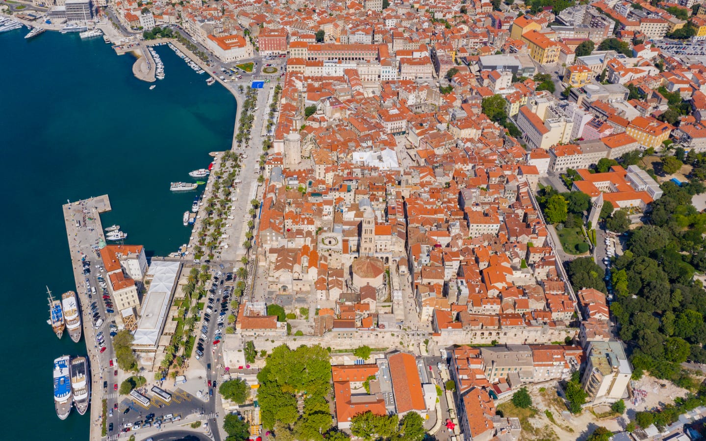An aerial view of Split and Diocletian's Palace
