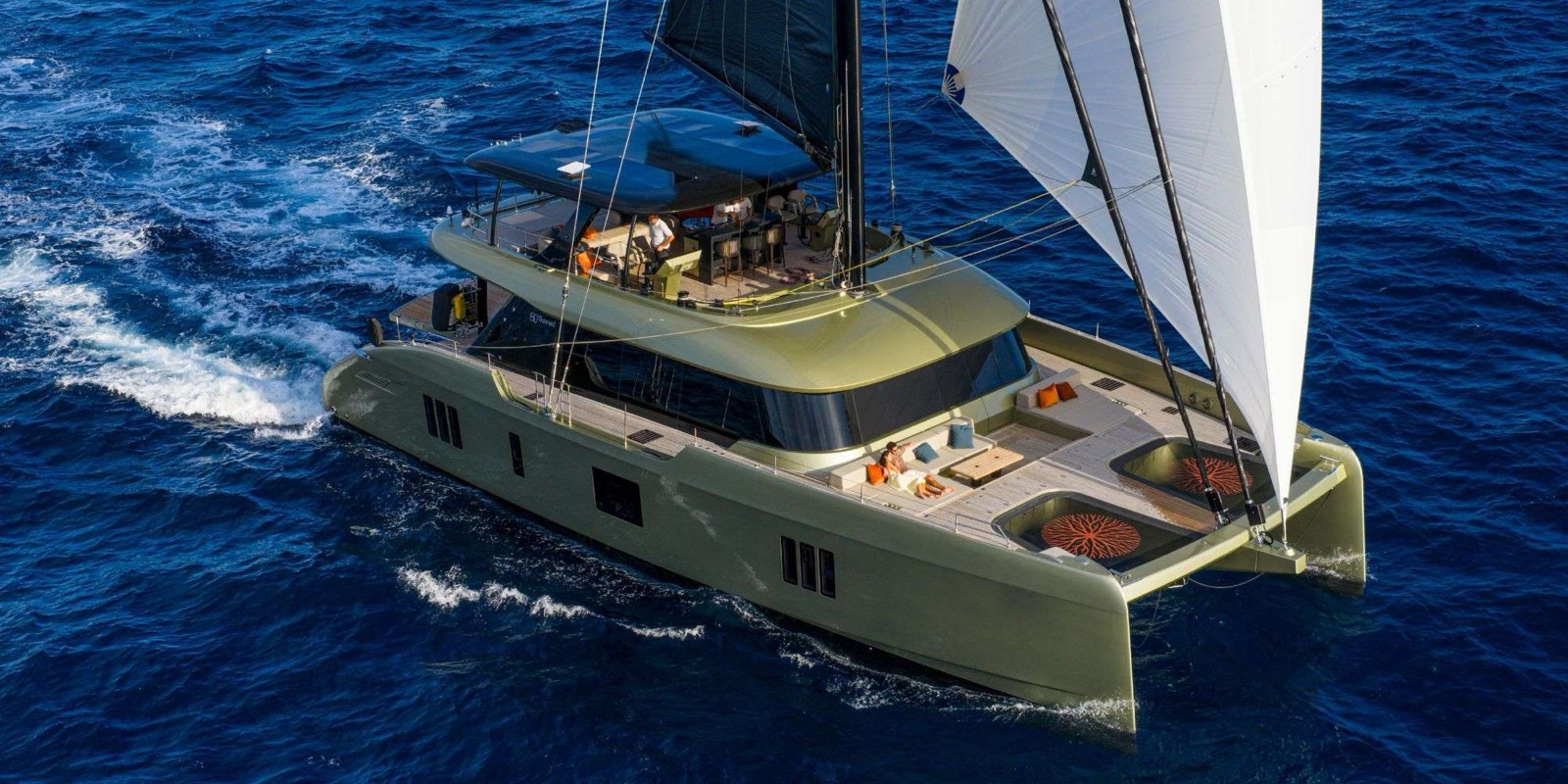 A-PLAN, luxury catamaran, cruising at sea