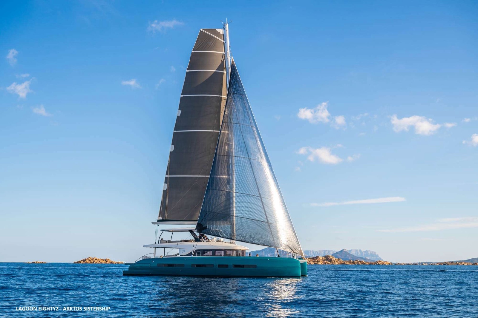 ARKTOS, luxury catamaran, cruising at sea