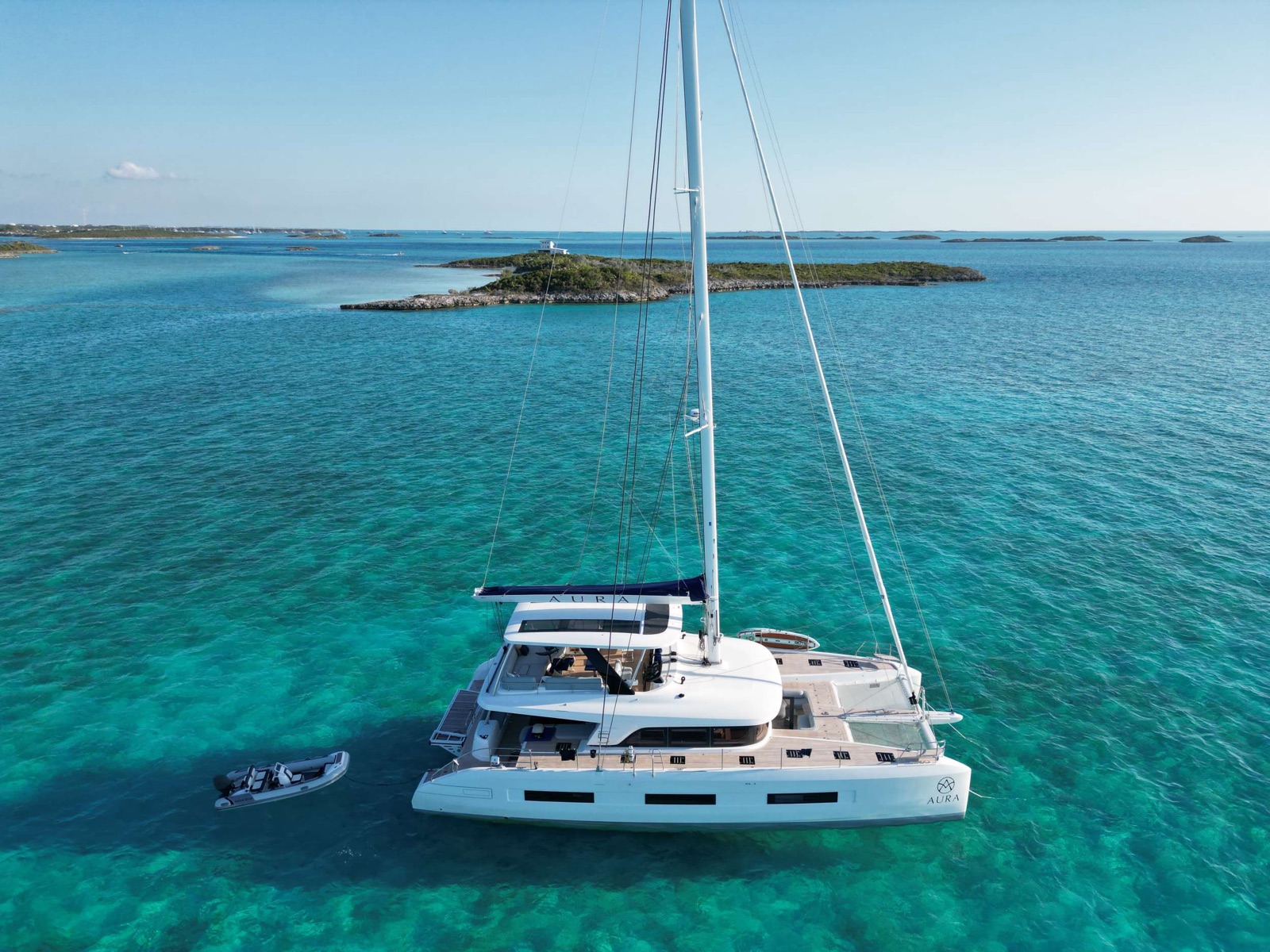 AURA, luxury catamaran, cruising at sea