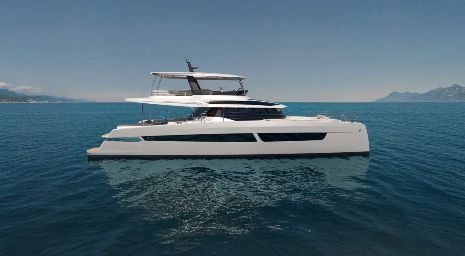 ELLY II, power catamaran, cruising at sea