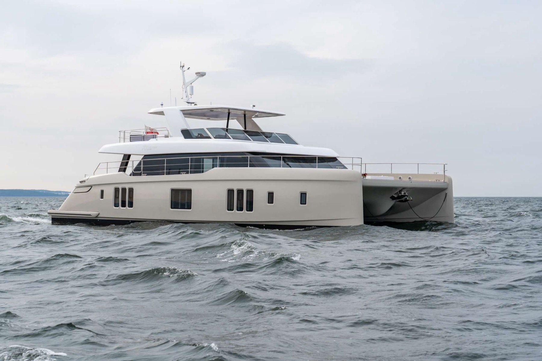 GIGI, a Sunreef power catamaran, cruising at sea