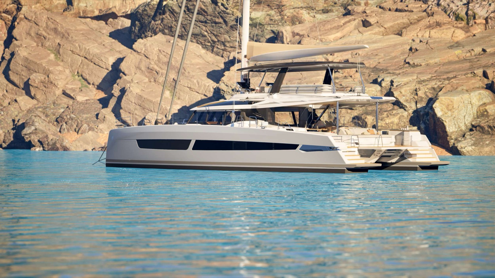 NARGIZA, luxury catamaran, cruising at sea