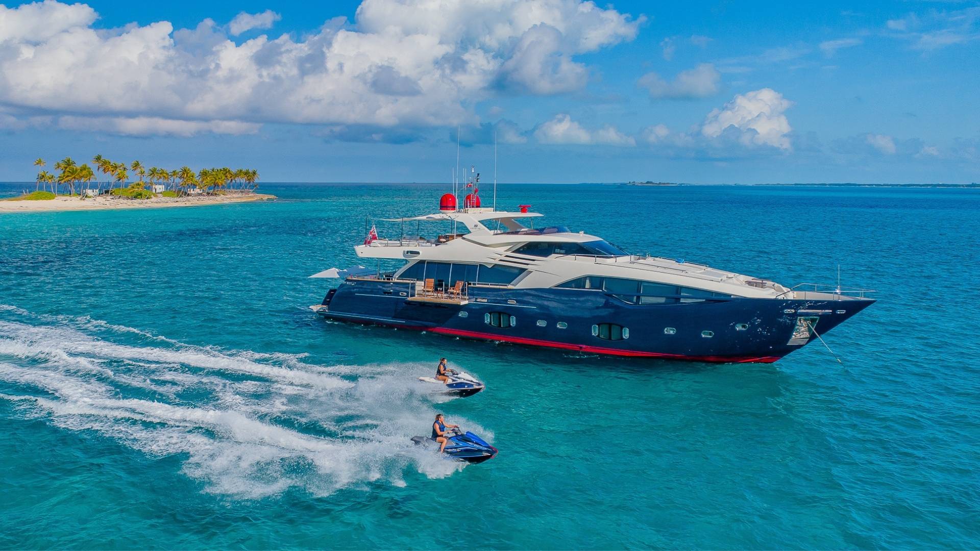 ONE AND ONLY, a Ferretti motor yacht, at anchor