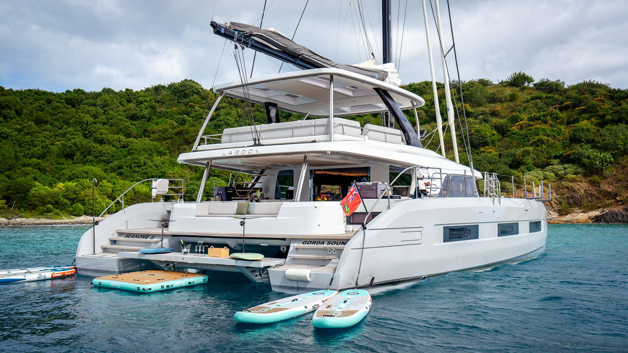 SEAHOME II, a Lagoon sailing catamaran, at anchor